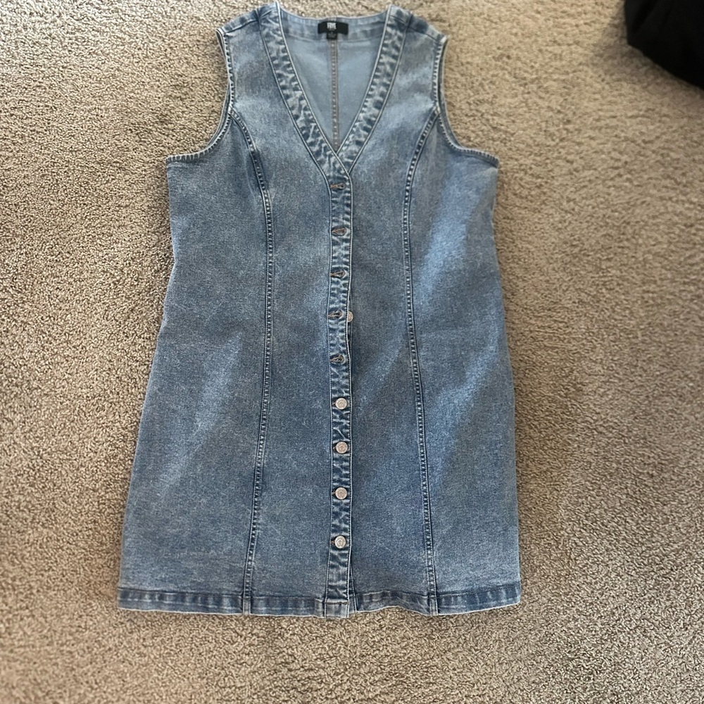 Denim Button-Down Sleeveless Dress